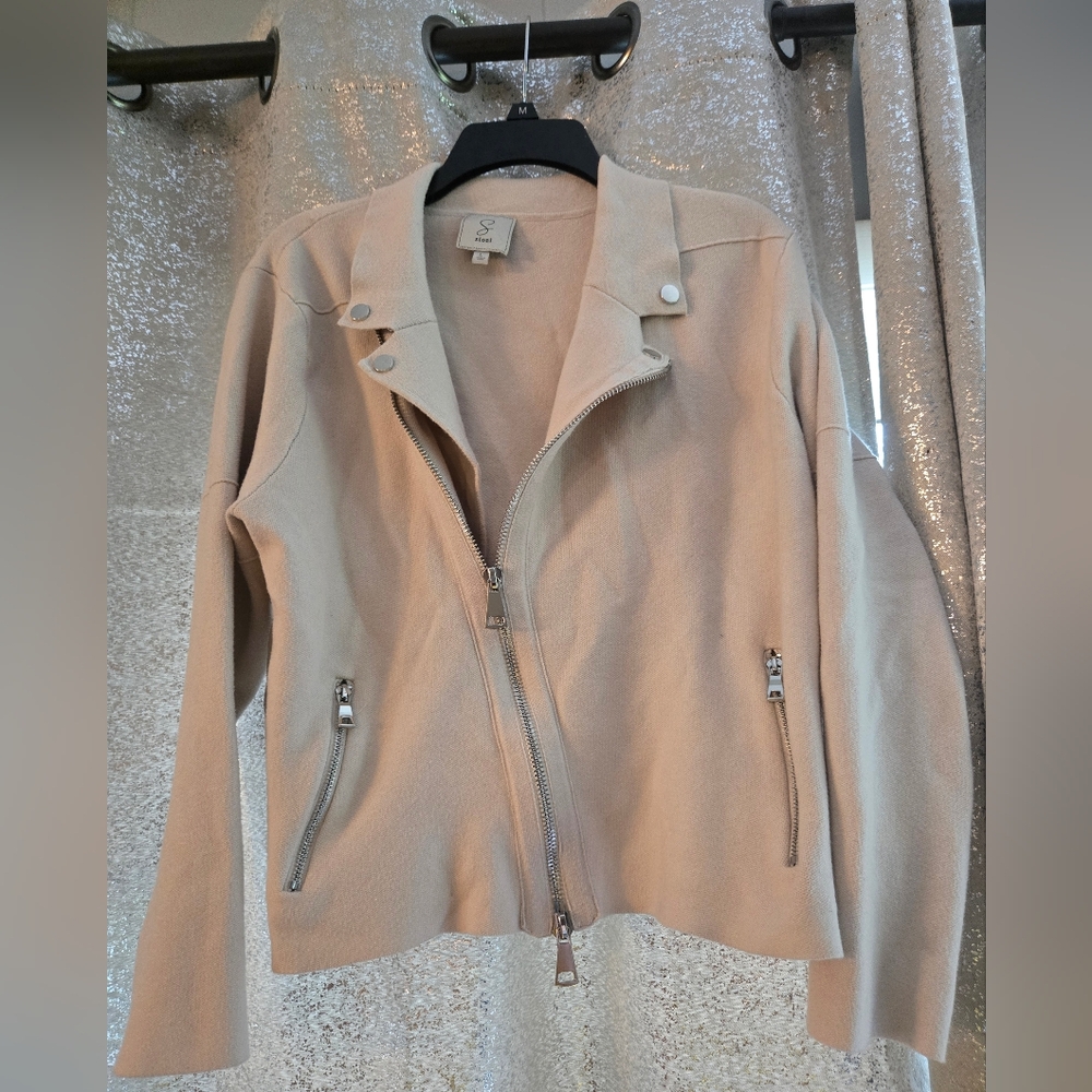 Women's Beige Moto style jacket by Sioni
